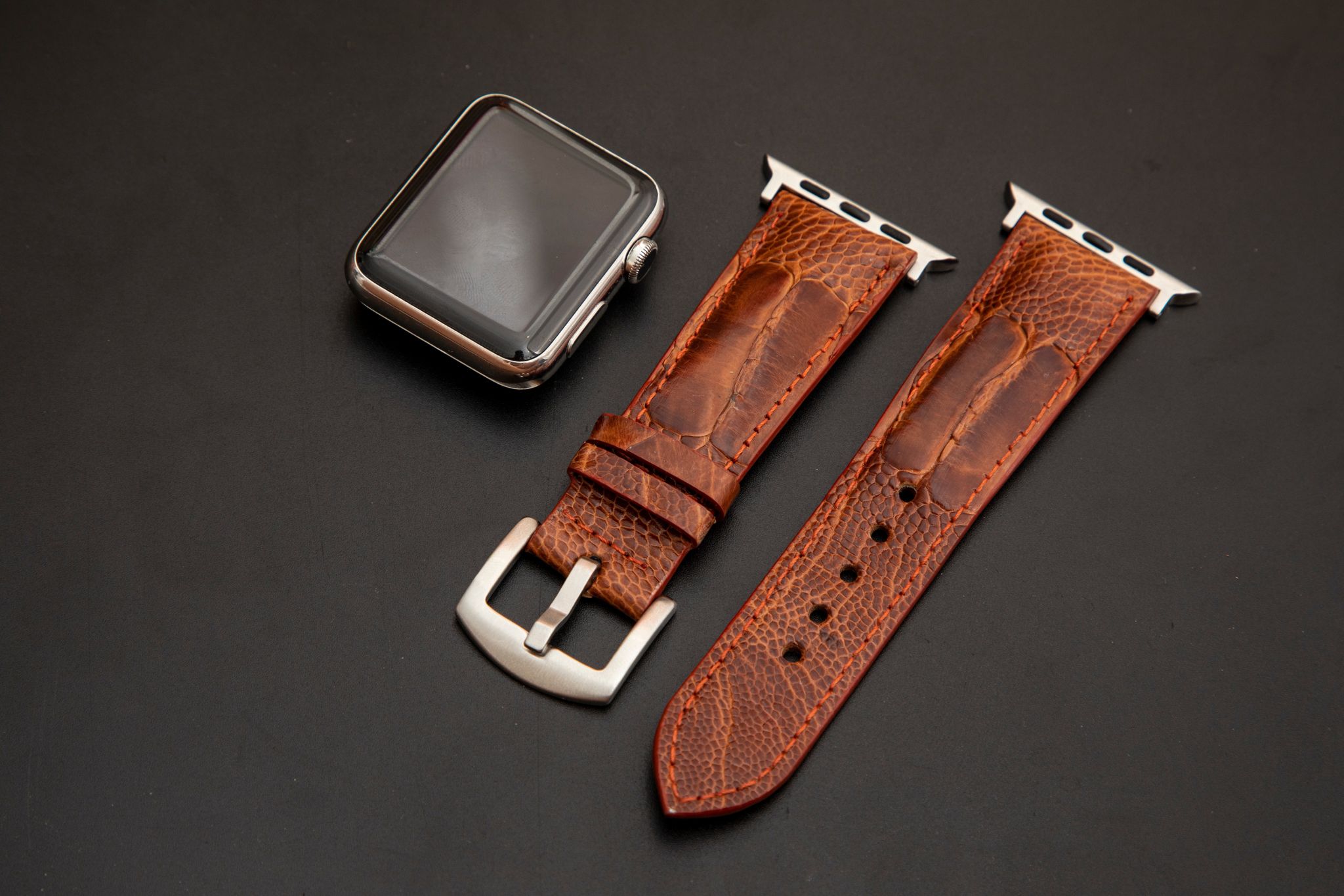 BROWN OSTRICH LEATHER STRAP