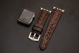 BROWN CROCODILE HORNBACK LEATHER STRAP