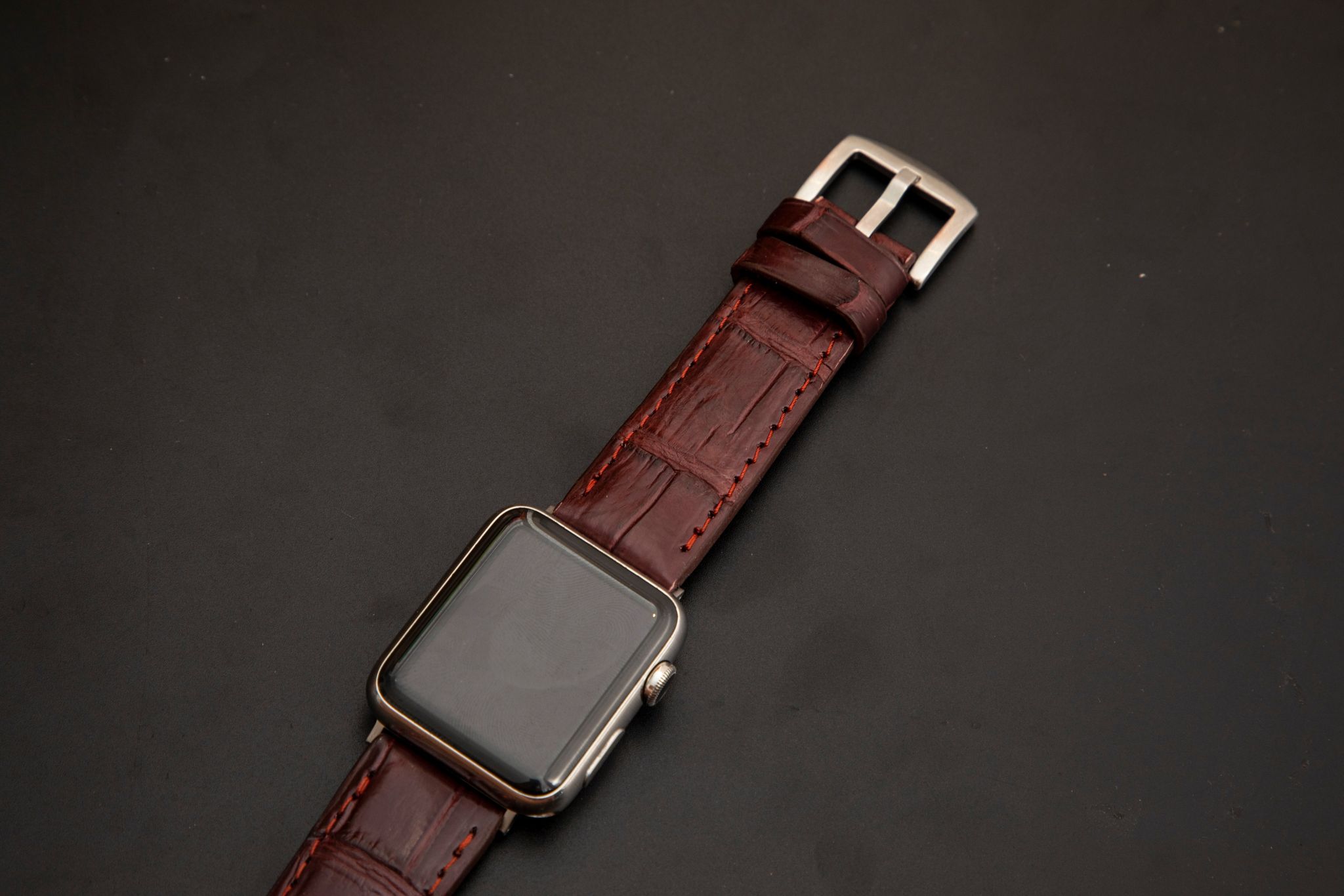 RED CROCODILE BELLY LEATHER STRAP