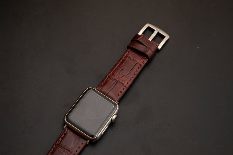 RED CROCODILE BELLY LEATHER STRAP