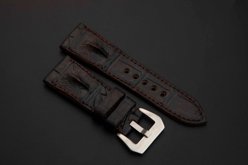 BROWN CROCODILE HORNBACK LEATHER STRAP