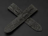 GREY CROCODILE HORNBACK LEATHER STRAP