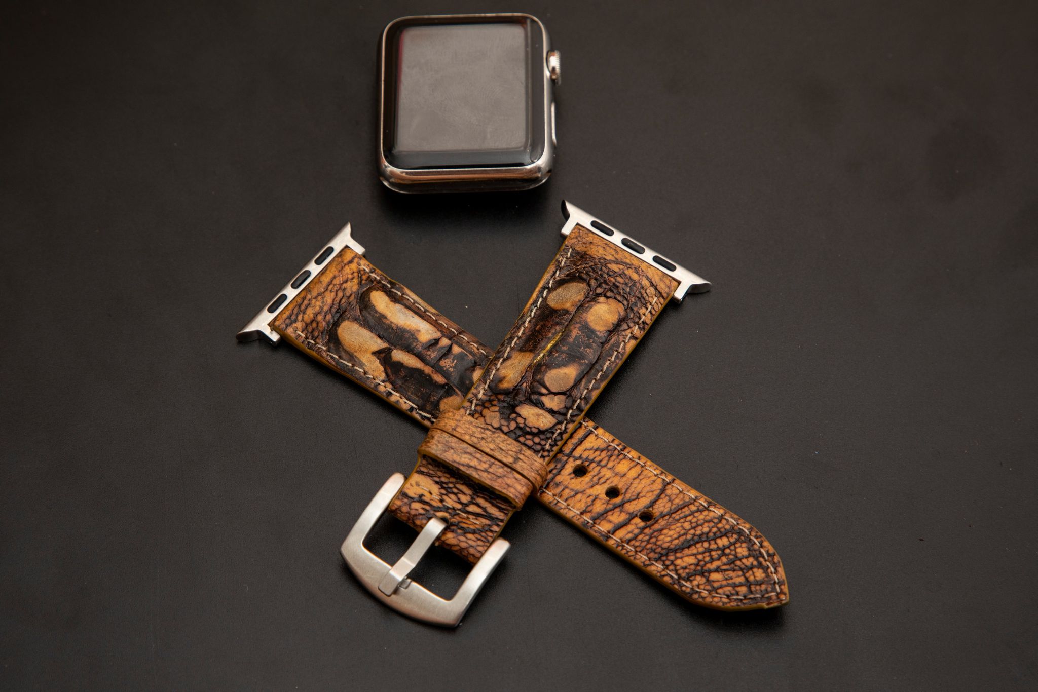 BROWN OSTRICH LEATHER STRAP