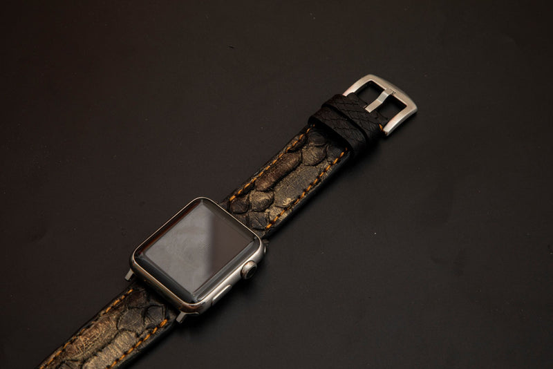 BLACK&GOLD PYTHON LEATHER STRAP