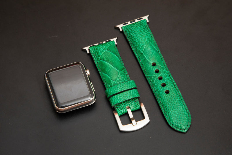 GREEN OSTRICH LEATHER STRAP