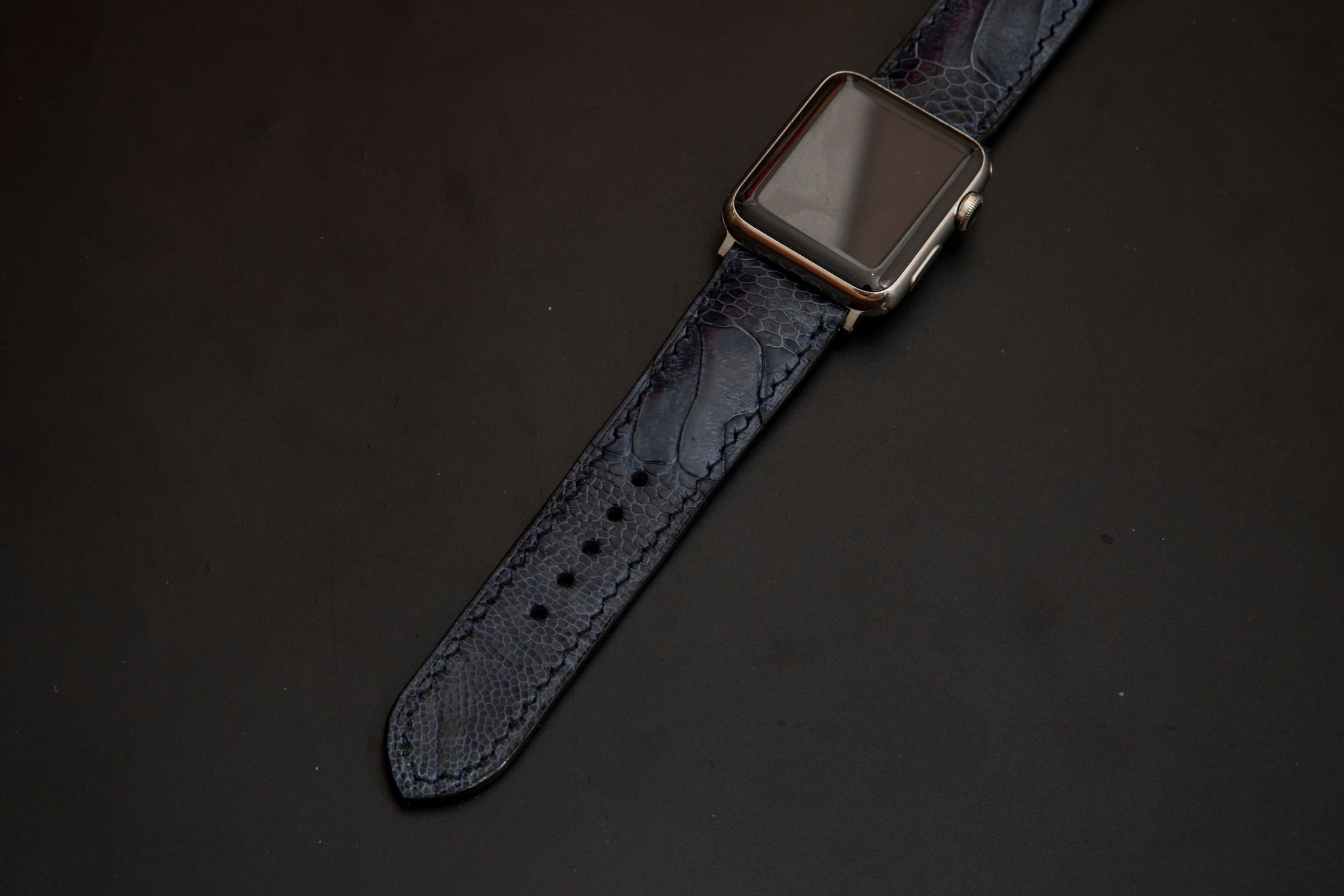 BLUE OSTRICH LEATHER STRAP