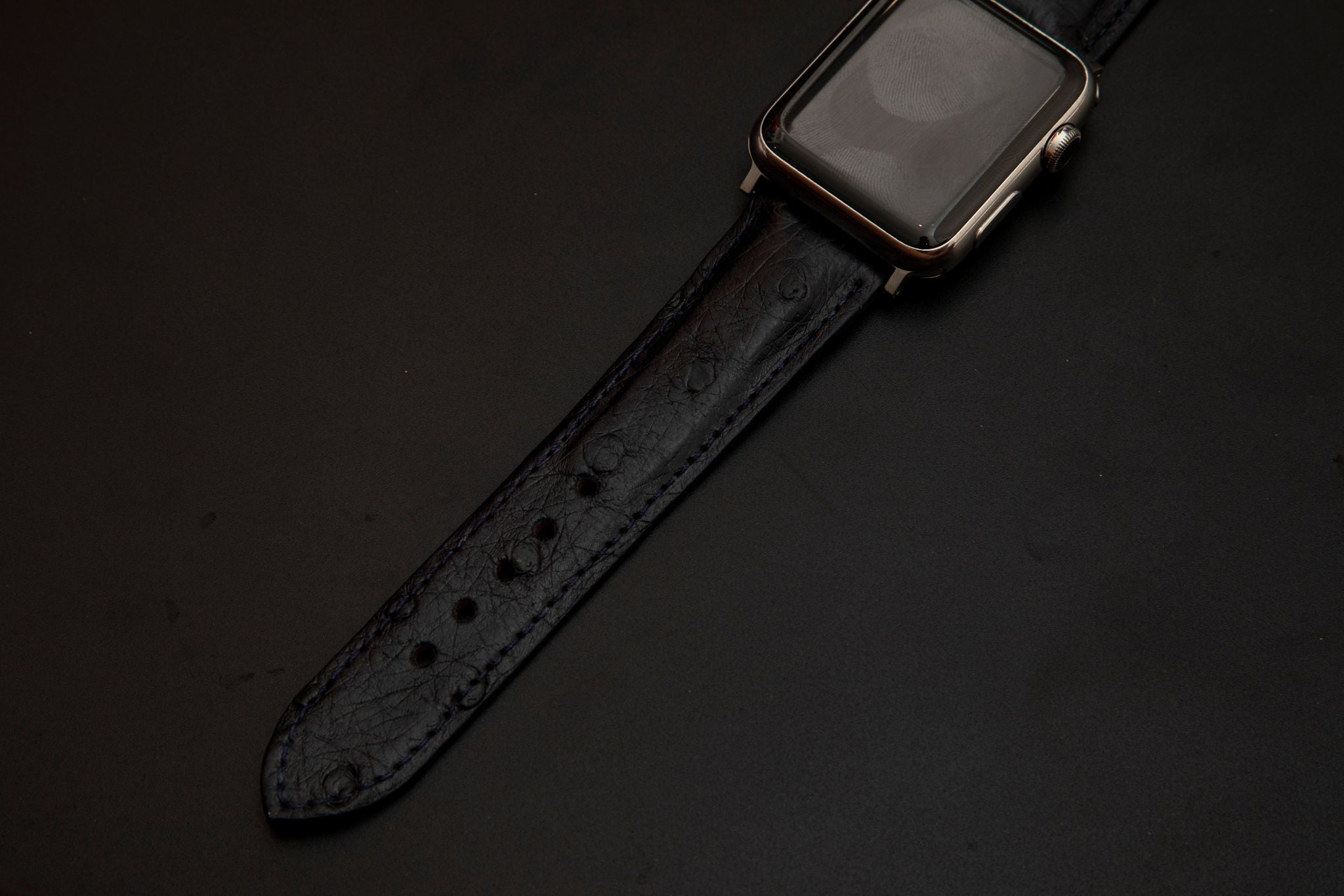 BLACK OSTRICH LEATHER STRAP