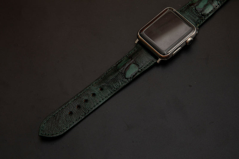 GREEN OSTRICH LEATHER STRAP