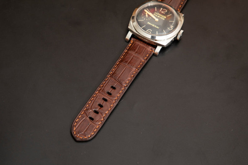 BROWN CROCODILE BELLY LEATHER STRAP
