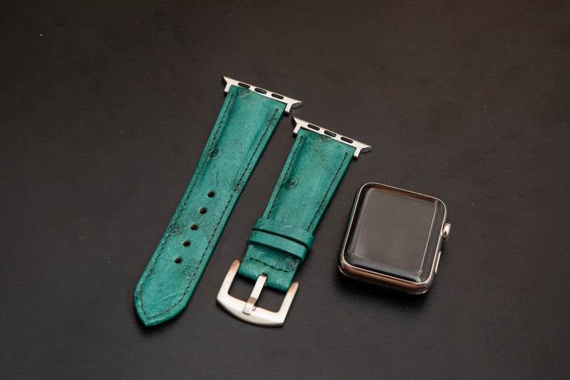 GREEN OSTRICH LEATHER STRAP