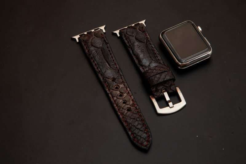 BLACK&BROWN PYTHON LEATHER STRAP