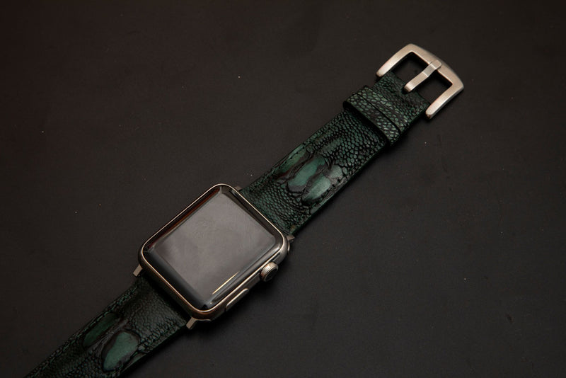 GREEN OSTRICH LEATHER STRAP