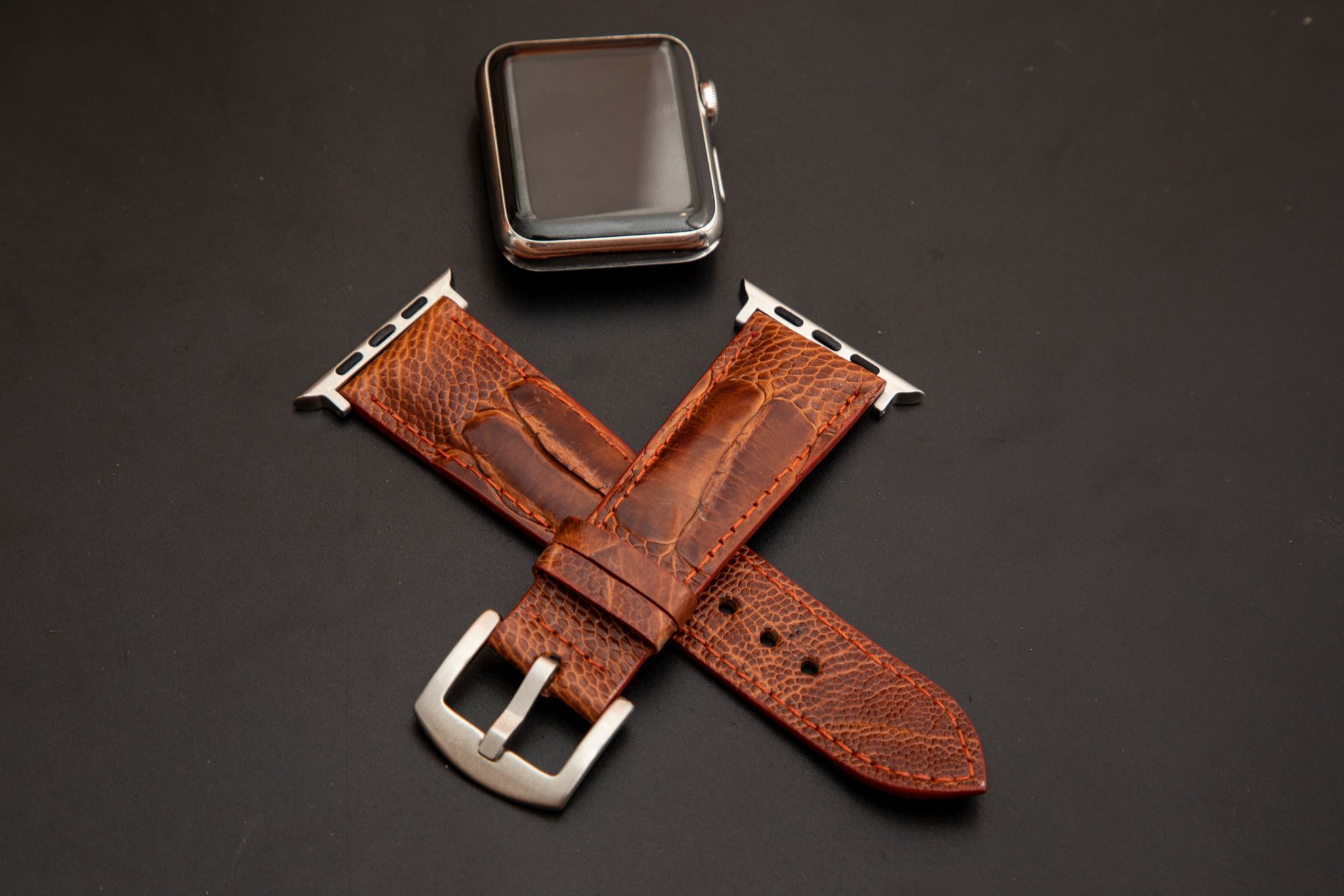 BROWN OSTRICH LEATHER STRAP