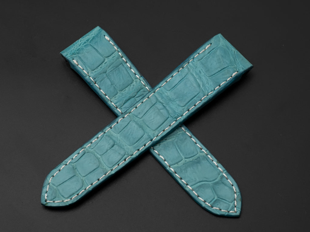 BLUE CROCODILE BELLY LEATHER STRAP