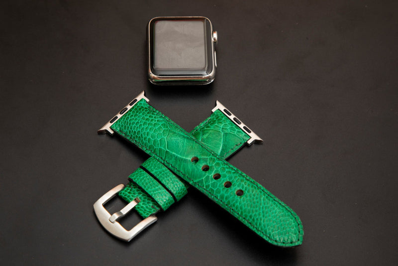 GREEN OSTRICH LEATHER STRAP