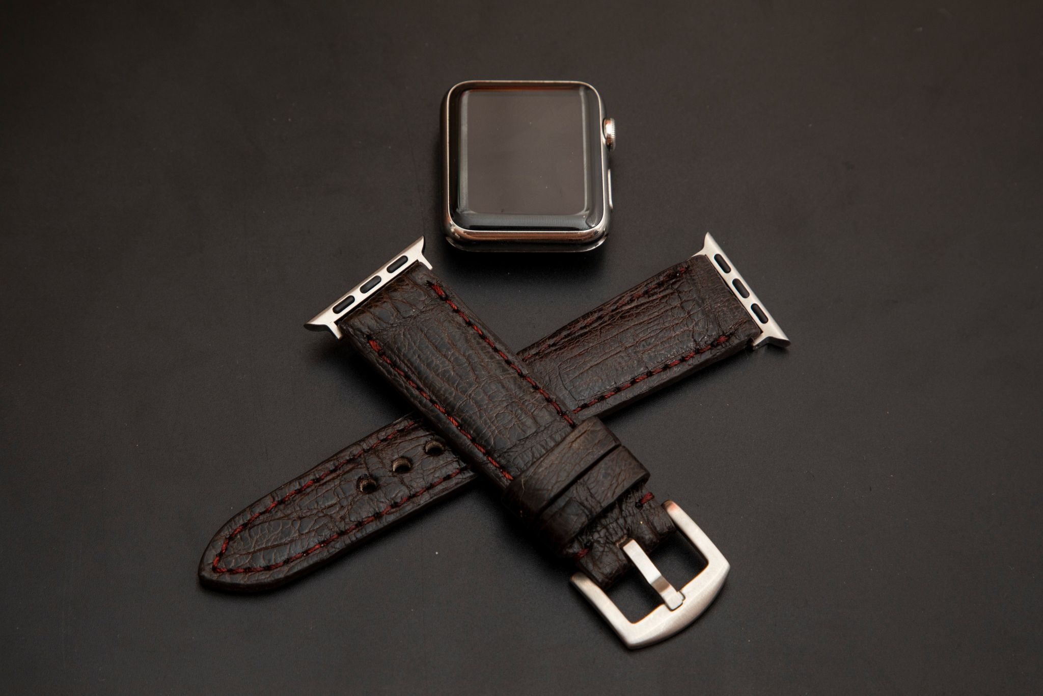 BROWN CROCODILE BELLY LEATHER STRAP