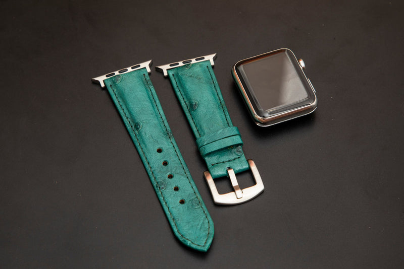 GREEN OSTRICH LEATHER STRAP