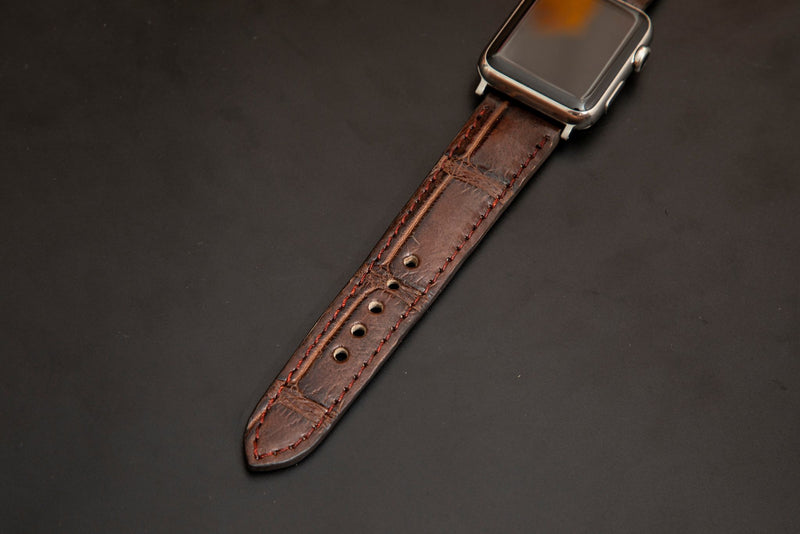 BROWN CROCODILE BELLY LEATHER STRAP