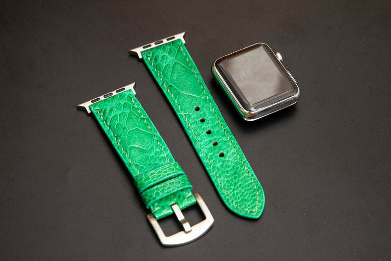 GREEN OSTRICH LEATHER STRAP