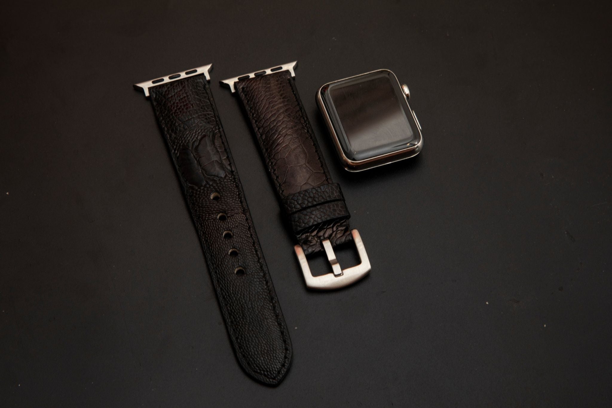 BLACK OSTRICH LEATHER STRAP