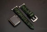 GREEN CROCODILE HORNBACK LEATHER STRAP
