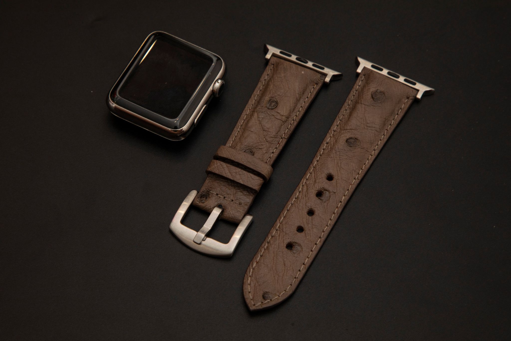 BROWN OSTRICH LEATHER STRAP