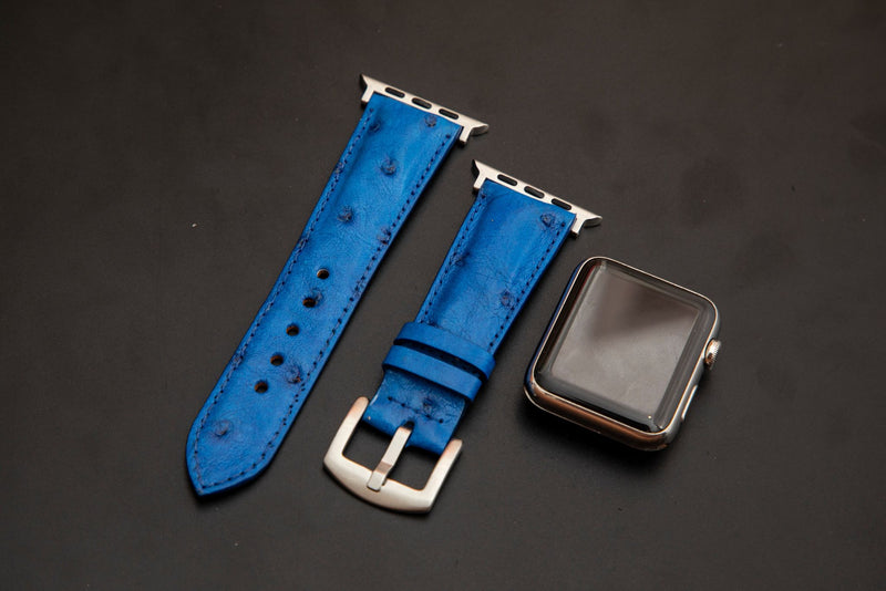 BLUE OSTRICH LEATHER STRAP