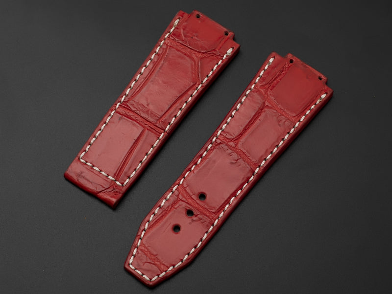 RED CROCODILE BELLY LEATHER STRAP