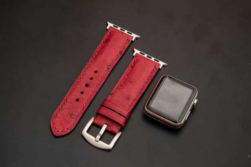 RED OSTRICH LEATHER STRAP
