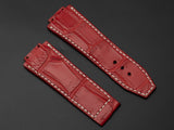 RED CROCODILE BELLY LEATHER STRAP