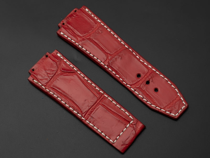 RED CROCODILE BELLY LEATHER STRAP