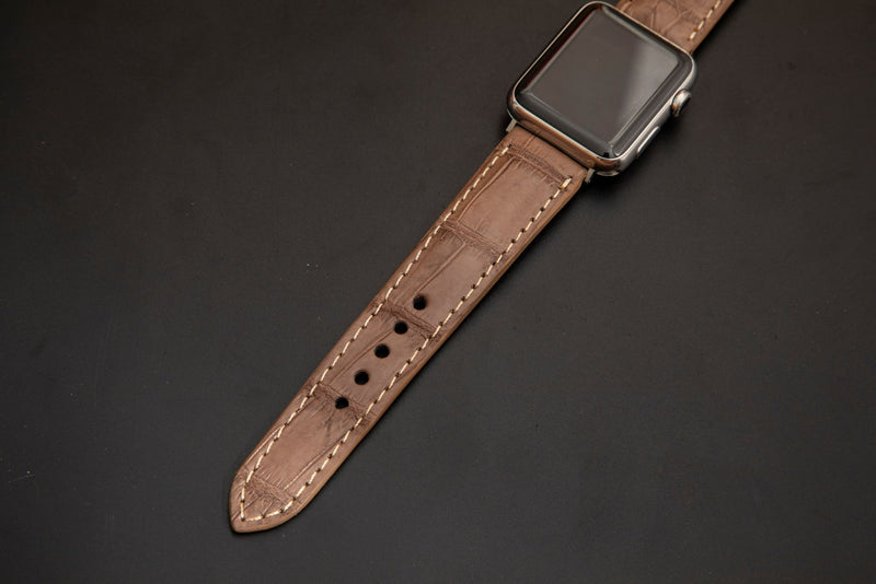 BEIGE CROCODILE BELLY LEATHER STRAP