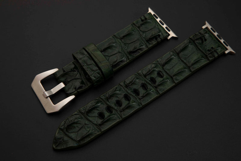 GREEN CROCODILE HORNBACK LEATHER STRAP
