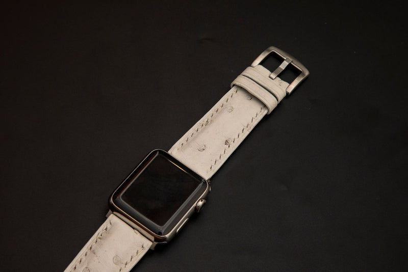 WHITE OSTRICH LEATHER STRAP