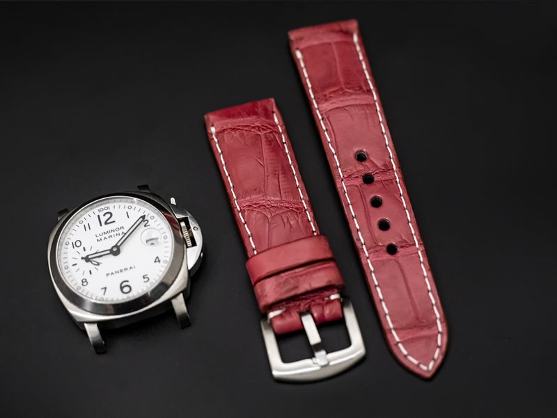 PINK CROCODILE BELLY LEATHER STRAP