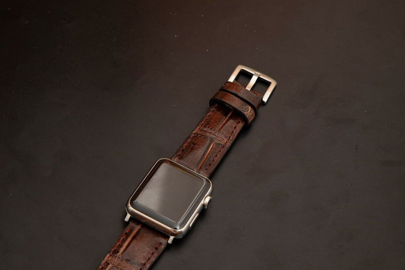 BROWN CROCODILE BELLY LEATHER STRAP