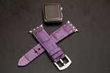 PURPLE CROCODILE BELLY LEATHER STRAP