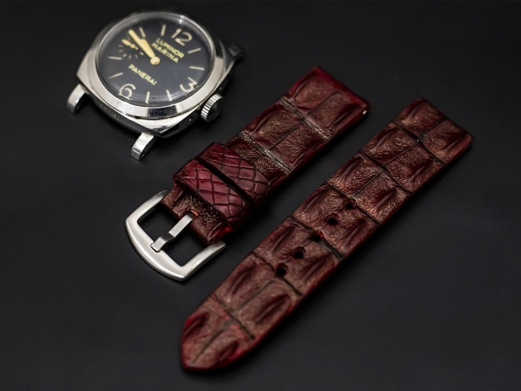 RED CROCODILE HORNBACK LEATHER STRAP