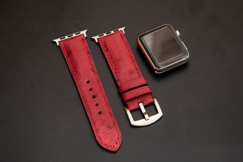 RED OSTRICH LEATHER STRAP