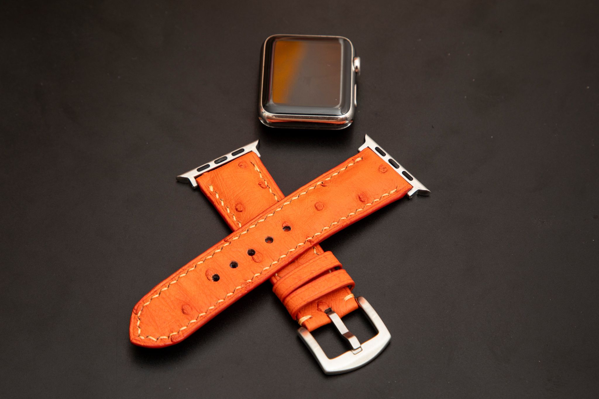 ORANGE OSTRICH LEATHER STRAP