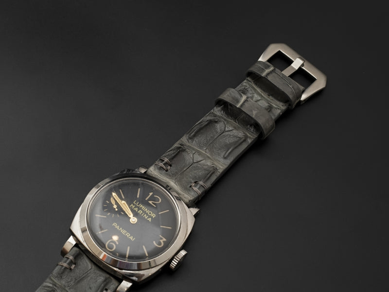 GREY CROCODILE HORNBACK LEATHER STRAP
