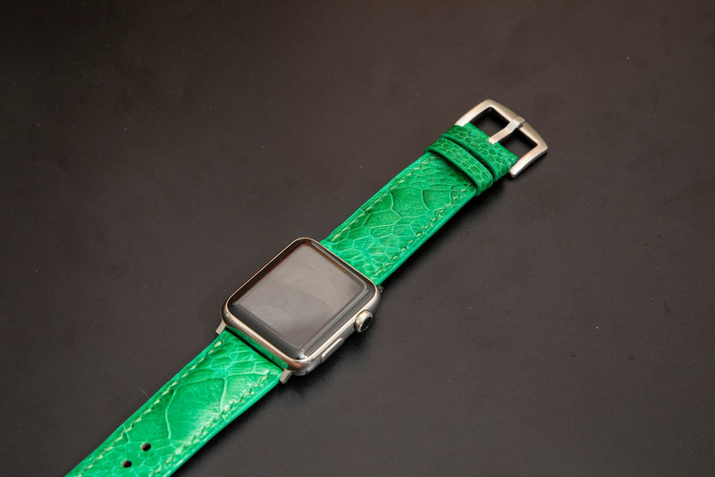 GREEN OSTRICH LEATHER STRAP