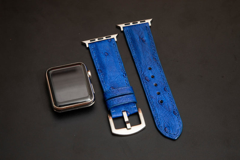 BLUE OSTRICH LEATHER STRAP