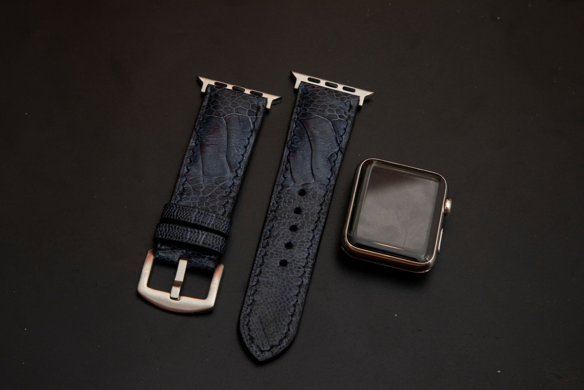 BLUE OSTRICH LEATHER STRAP
