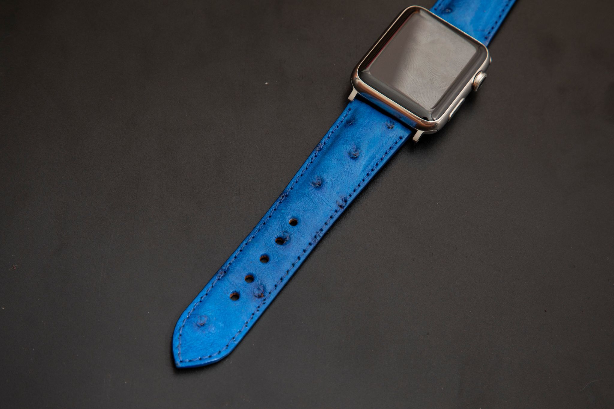 BLUE OSTRICH LEATHER STRAP