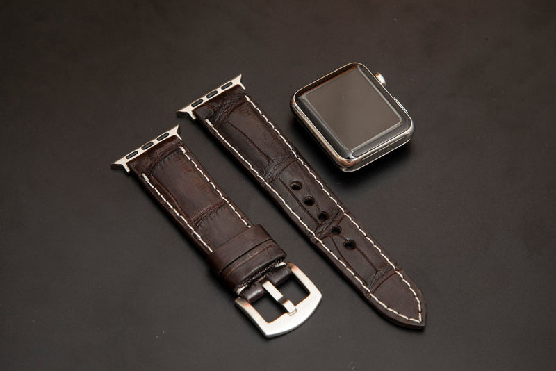 BROWN CROCODILE BELLY LEATHER STRAP