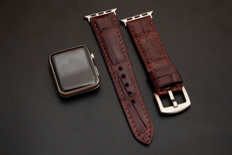 RED CROCODILE BELLY LEATHER STRAP