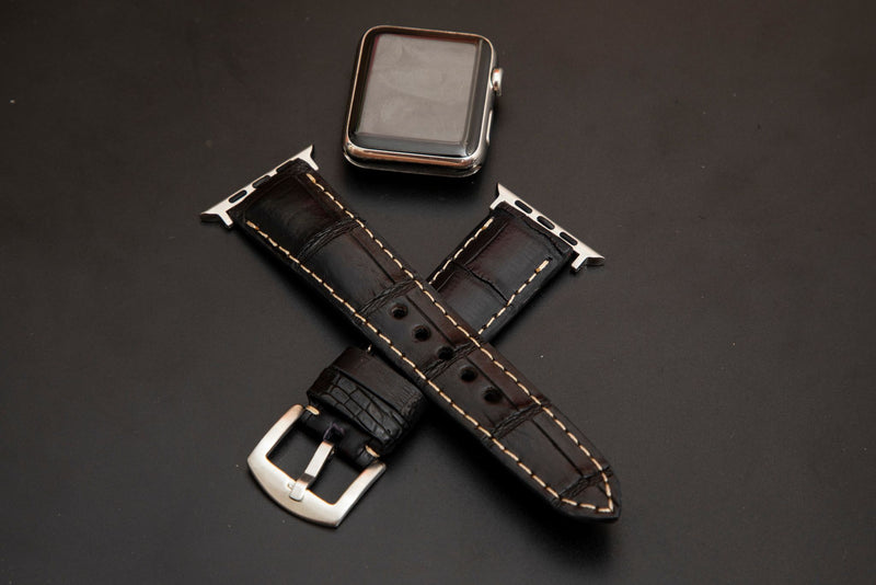 BLACK CROCODILE BELLY LEATHER STRAP - Lac Crado 