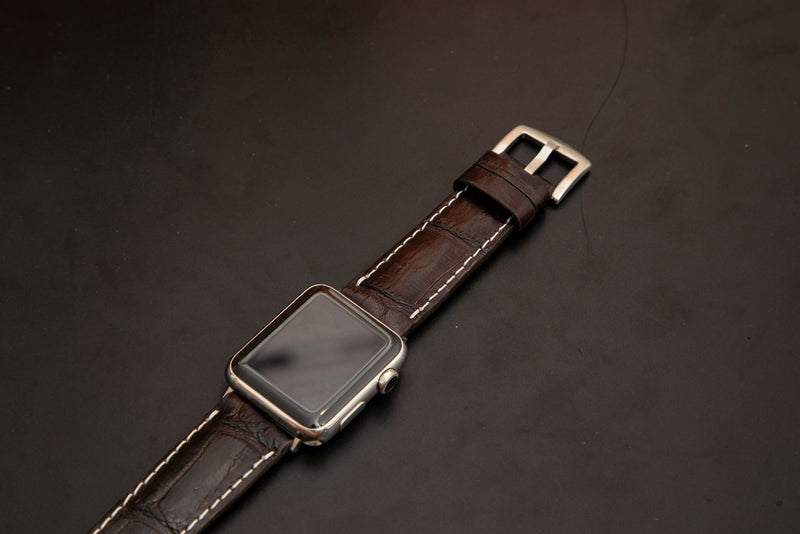 BROWN CROCODILE BELLY LEATHER STRAP