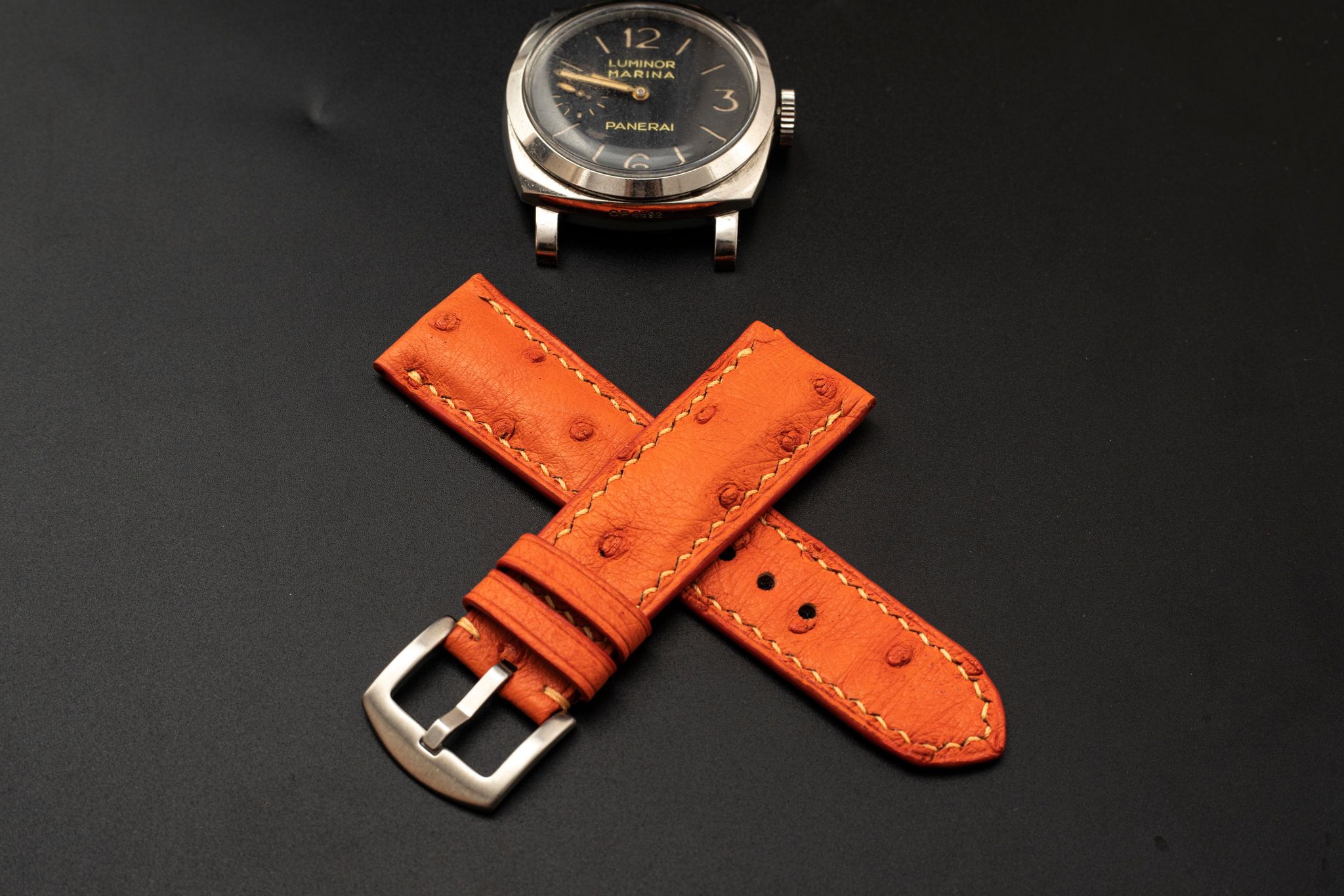ORANGE OSTRICH LEATHER STRAP
